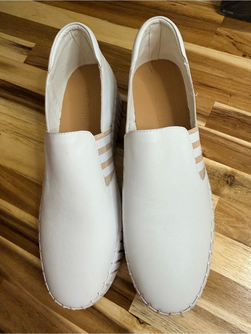 Silent D White Slip-On leather platform Loafers preppy office casual tennis prep